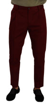 Dark Red Cotton Mens Chinos Trouser Dress Pants Dolce & Gabbana