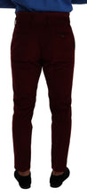 Bordeaux Velvet Mens Formal Trouser Dress Pants Dolce & Gabbana
