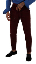 Bordeaux Velvet Mens Formal Trouser Dress Pants Dolce & Gabbana
