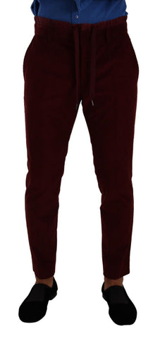Bordeaux Velvet Mens Formal Trouser Dress Pants Dolce & Gabbana