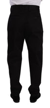 Black Cotton High Waist Men Trouser Dress Pants Dolce & Gabbana