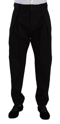Black Cotton High Waist Men Trouser Dress Pants Dolce & Gabbana