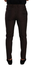 Brown Striped Wool Formal Trouser Dress Pants Dolce & Gabbana