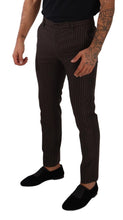Brown Striped Wool Formal Trouser Dress Pants Dolce & Gabbana