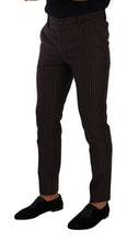 Brown Striped Wool Formal Trouser Dress Pants Dolce & Gabbana