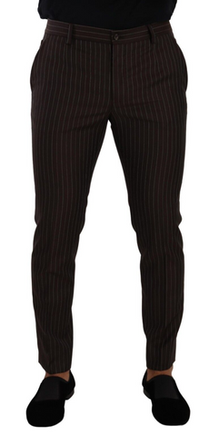 Brown Striped Wool Formal Trouser Dress Pants Dolce & Gabbana