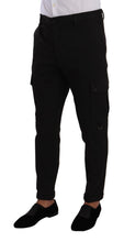 Black Viscose Cargo Skinny Men Trouser Pants Dolce & Gabbana