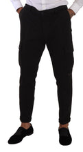 Black Viscose Cargo Skinny Men Trouser Pants Dolce & Gabbana