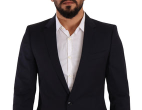 Dark Blue Single Breasted Coat MARTINI Blazer Dolce & Gabbana