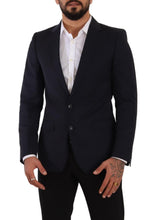Dark Blue Single Breasted Coat MARTINI Blazer Dolce & Gabbana