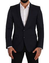 Dark Blue Single Breasted Coat MARTINI Blazer Dolce & Gabbana