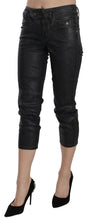 Black Washed Mid Waist Slim Leg Cropped Denim Pants John Galliano