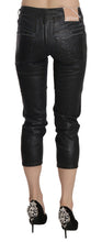 Black Washed Mid Waist Slim Leg Cropped Denim Pants John Galliano