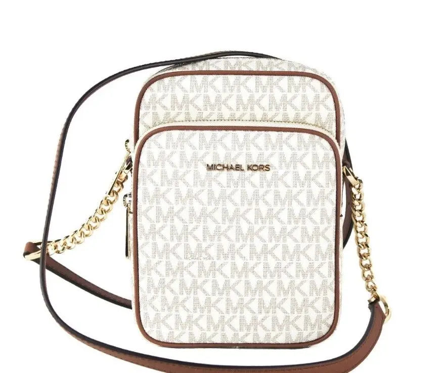 Jet Set Medium Vanilla PVC North South Chain Crossbody Handbag Michael Kors