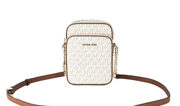 Jet Set Medium Vanilla PVC North South Chain Crossbody Handbag Michael Kors