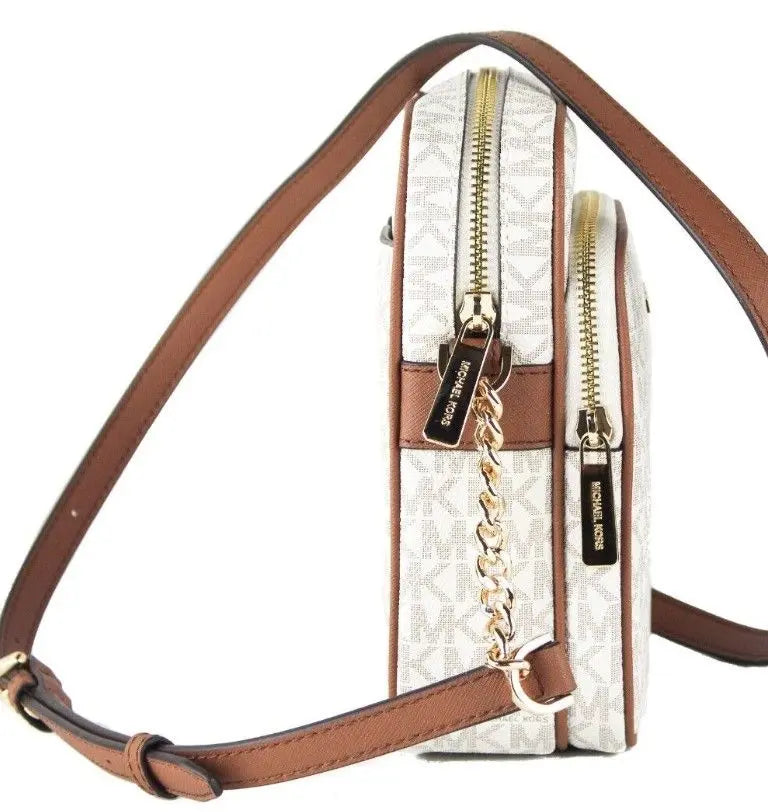 Jet Set Medium Vanilla PVC North South Chain Crossbody Handbag Michael Kors