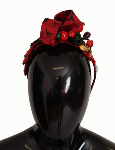 Cherry Silk Crystal Bow Logo Diadem Tiara Headband Dolce & Gabbana