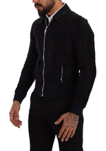 Blue Suede Lambskin Leather Coat Jacket Dolce & Gabbana