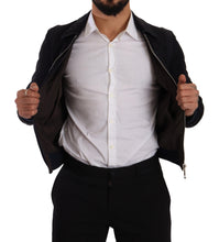 Blue Suede Lambskin Leather Coat Jacket Dolce & Gabbana