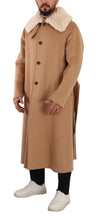 Beige Camel Skin Cashmere Shearling Overcoat Jacket Dolce & Gabbana