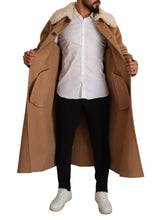 Beige Camel Skin Cashmere Shearling Overcoat Jacket Dolce & Gabbana