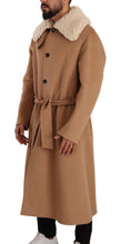 Beige Camel Skin Cashmere Shearling Overcoat Jacket Dolce & Gabbana