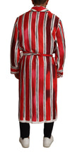 Red White Striped Silk Mens Night Gown Robe Dolce & Gabbana