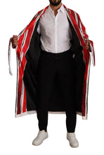 Red White Striped Silk Mens Night Gown Robe Dolce & Gabbana