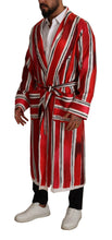 Red White Striped Silk Mens Night Gown Robe Dolce & Gabbana
