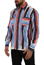 Red Striped Long Sleeve Cotton Shirt Blue Dolce & Gabbana