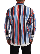 Red Striped Long Sleeve Cotton Shirt Blue Dolce & Gabbana