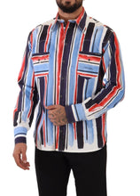 Red Striped Long Sleeve Cotton Shirt Blue Dolce & Gabbana