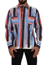 Red Striped Long Sleeve Cotton Shirt Blue Dolce & Gabbana