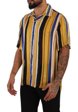 Yellow Striped Short Sleeve Silk Shirt Dolce & Gabbana