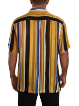 Yellow Striped Short Sleeve Silk Shirt Dolce & Gabbana