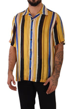 Yellow Striped Short Sleeve Silk Shirt Dolce & Gabbana