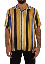 Yellow Striped Short Sleeve Silk Shirt Dolce & Gabbana