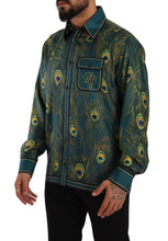 Peacock Feather Print Silk Pajama Mens Shirt Dolce & Gabbana