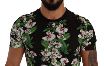 Black Floral Print Crewneck T-shirt Dolce & Gabbana