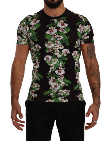 Black Floral Print Crewneck T-shirt Dolce & Gabbana