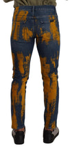 Blue Yellow Dye Cotton Skinny Men Denim Jeans Dolce & Gabbana