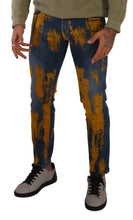 Blue Yellow Dye Cotton Skinny Men Denim Jeans Dolce & Gabbana