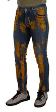 Blue Yellow Dye Cotton Skinny Men Denim Jeans Dolce & Gabbana