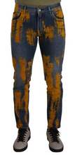 Blue Yellow Dye Cotton Skinny Men Denim Jeans Dolce & Gabbana