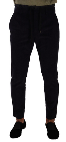 Blue Cotton Skinny Corduroy Trouser Pants Dolce & Gabbana