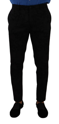 Black Brocade Skinny Formal Trouser Dress Pants Dolce & Gabbana