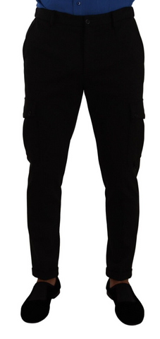 Black Viscose Skinny Cargo Trouser Pants Dolce & Gabbana