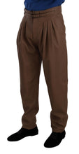 Brown Leather Tapered High Waist Pants Dolce & Gabbana
