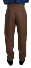 Brown Leather Tapered High Waist Pants Dolce & Gabbana