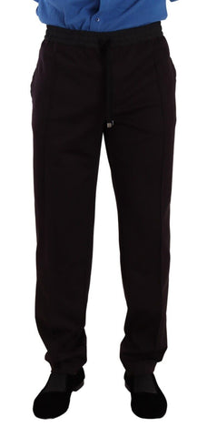 Bordeaux Cotton Mens Skinny Trouser Pants Dolce & Gabbana